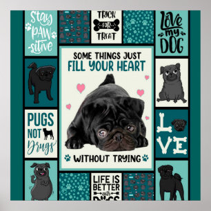 Poster La Vie Est Meilleure Avec Les Chiens Carlin Couver