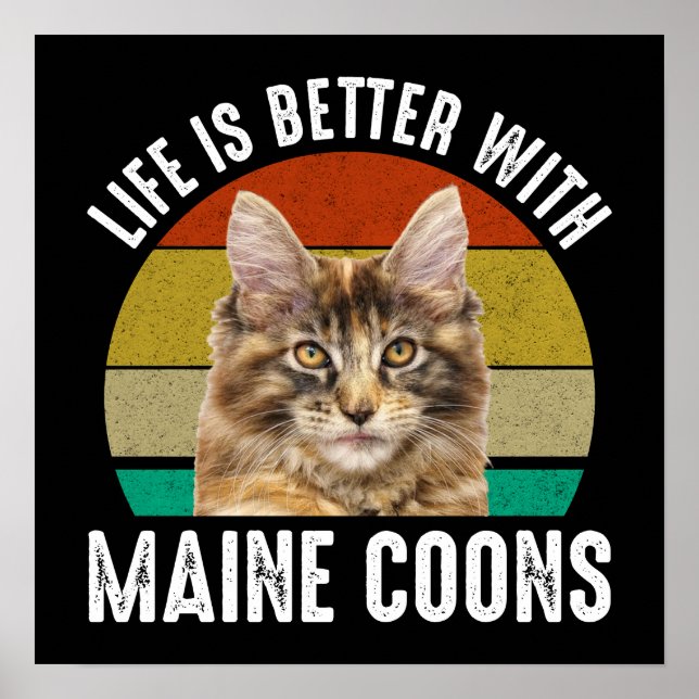 Poster La Vie Est Meilleure Avec Les Maine Coons (Devant)