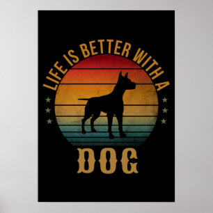 POSTER LA VIE EST MEILLEURE AVEC UN CHIEN