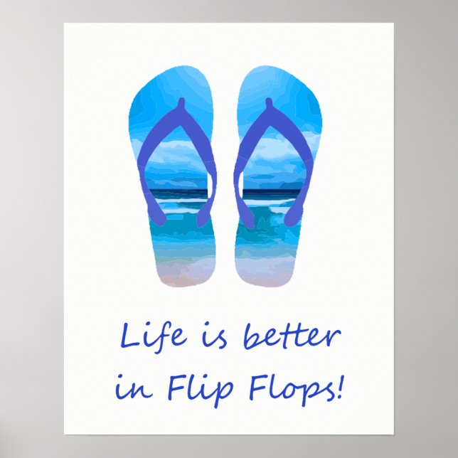 Poster La vie est meilleure dans Flip Flops Fun Beach Cit (Devant)