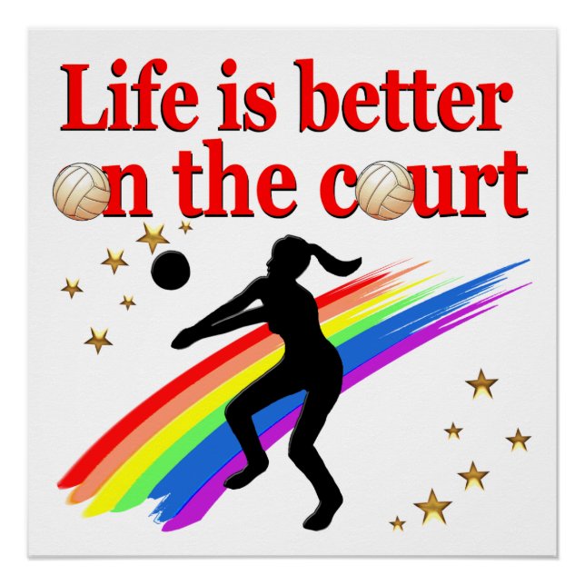 POSTER LA VIE EST MEILLEURE SUR LA CONCEPTION DE VOLLEYBA (Devant)