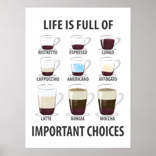 Poster La vie est pleine de choix importants - Drôle café