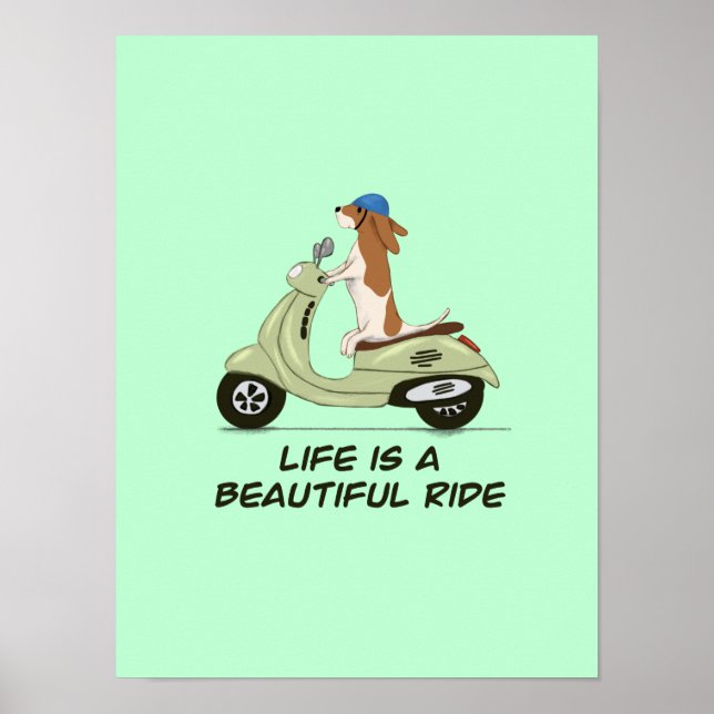 Poster La vie est une belle promenade - Chien sur Vespa - (Devant)