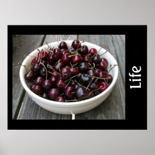 Poster La vie et un bol de cerises