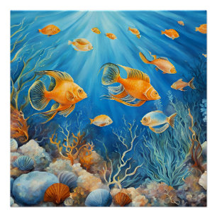 Poster La vie marine avec des poissons exotiques