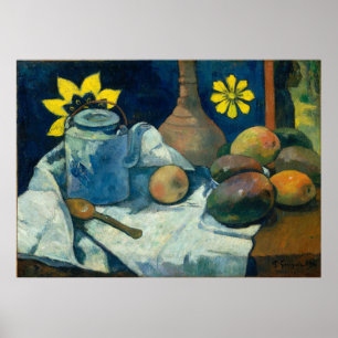 Poster La vie morte avec théière et fruits - Paul Gauguin