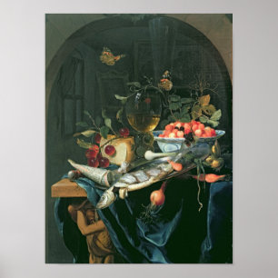 Poster La vie toujours avec le plateau de poissons