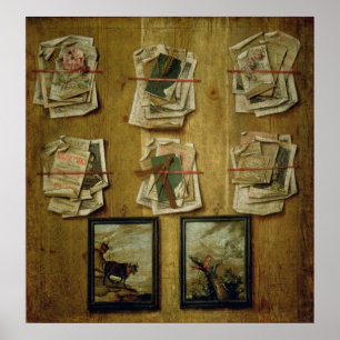 Poster La vie toujours avec les feuilles de livre et les