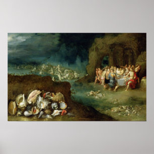 Poster La vie toujours des coquilles avec le festin des