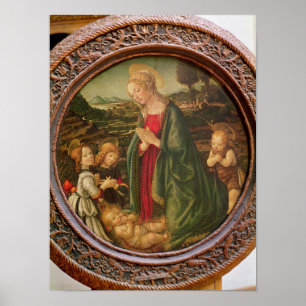 Poster La Vierge adorant l'enfant du Christ