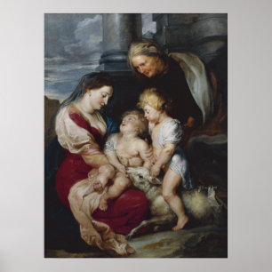 Poster La Vierge et l'Enfant avec Sainte Élisabeth et Sai