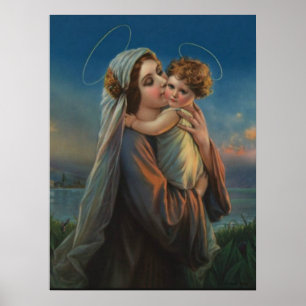 Poster La Vierge Marie Madonna avec l'enfant Jésus