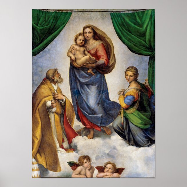 Poster La Vierge Sixtine | Raphael | (Devant)