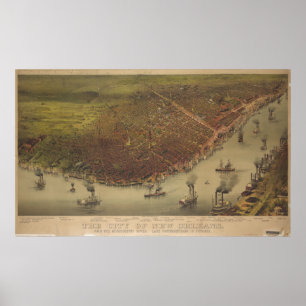 Poster La ville de la Nouvelle-Orléans Louisiane à partir