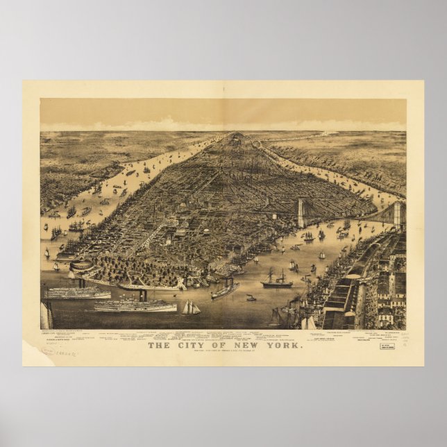Poster La ville de New York par Currier & Ives (1889) (Devant)