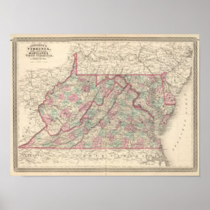 Poster La Virginie, le Delaware, le Maryland, et la