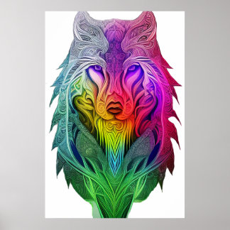 Poster La vision artistique de l'illustration du loup de