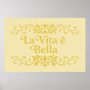 Poster La Vita è Bella – Citation de vie italienne élégan