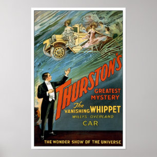 Poster La voiture qui disparaît, 1925. Magicien vintage