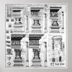 POSTER LA VOÛTE ARCHITECTURALE DE COLONNES DÉTAILLE 1728