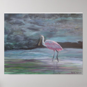 Poster La VRAIE spatule de Floride-Roseate