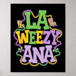 Poster La Weezy Ana Carte de Louisiane ludique avec festi