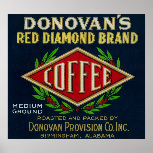 Poster Label de café DonovanBirmingham, AL (Devant)