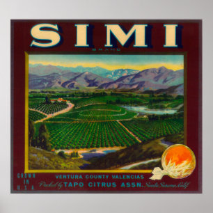 Poster Label Simi OrangeSanta Susana, CA