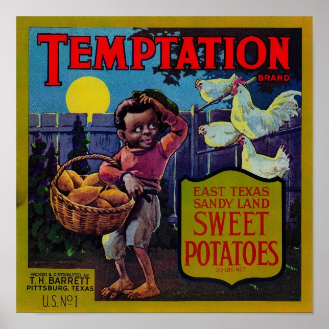Poster Label Yam de tentation Pittsburg, TX (Devant)