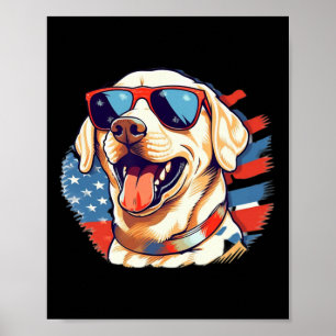 Poster Labo Jaune 4 juillet Design Patriotic Pup Labo