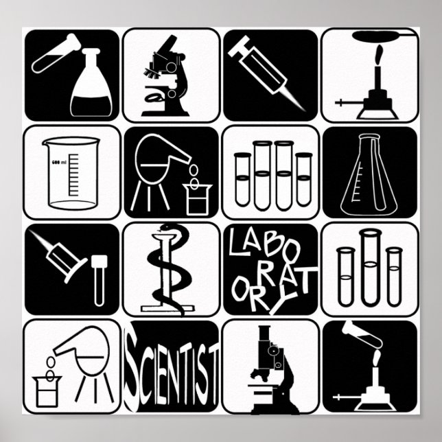 POSTER LABORATORY SCIENTIST SYMBOLS AND TOOLS (Vorne)