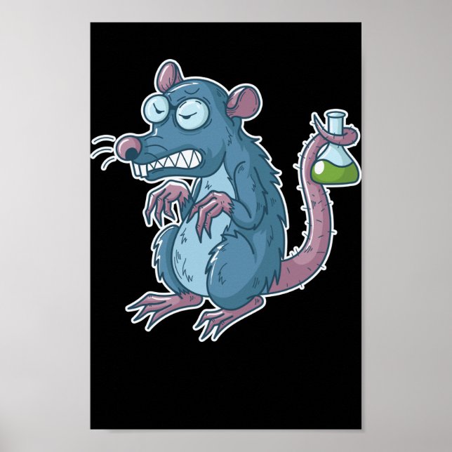 Poster Laborratte mit Chemikalien und Reagenzglas Nerd (Devant)