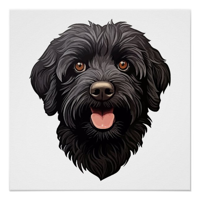 Poster Labradoodle Chien noir (Devant)