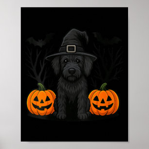 Poster Labradoodle noir féminin ensorcelé pour Halloween