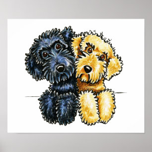 Poster Labradoodles Black Yellow Lined Up