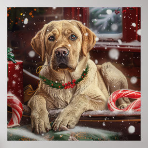 Poster Labrador Fête de Noël Festif
