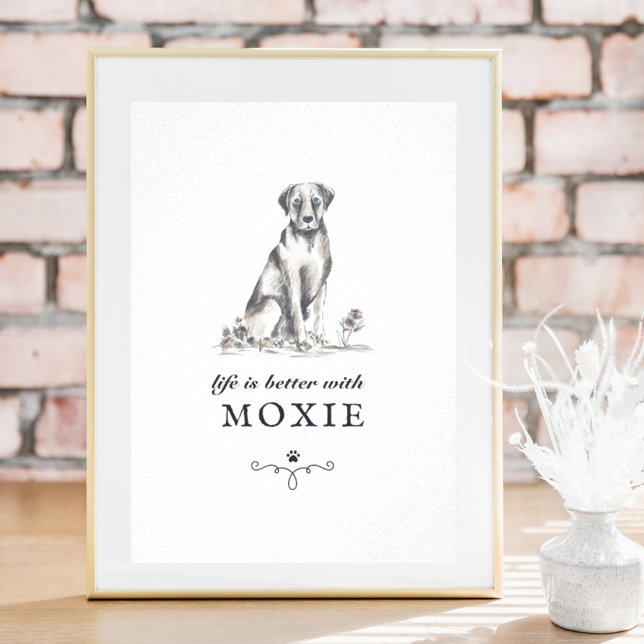 Poster Labrador Life est meilleur avec le nom de chien pe (Créateur téléchargé)