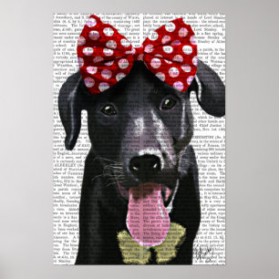 Poster Labrador Noir Avec Bois Rouge Sur La Tête