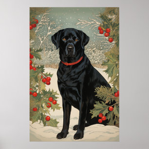 Poster Labrador noir en hiver