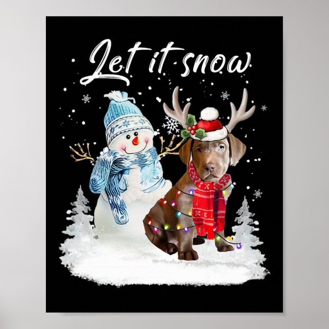Poster Labrador Retriever Père Noël Chien Noël Snowman Xm (Devant)