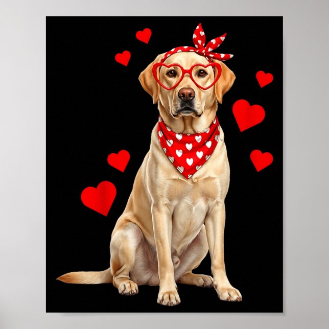 Poster Labrador Retriever Valentines Day Dog Lover Heart  (Devant)