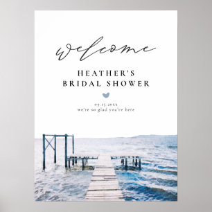 Poster Lac aquarelle Bienvenue à la fête de mariage