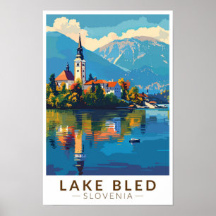 Poster Lac Bled Slovénie Voyage Art Vintage