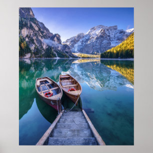 Poster Lac Braies   Alpes Dolomites, Italie