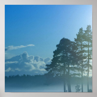 Poster lac brumeux en Finlande