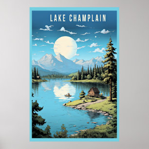 Poster Lac Champlain, illustration du Vermont,
