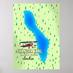 Poster Lac Chandra Taal Himachal Pradesh Inde carte