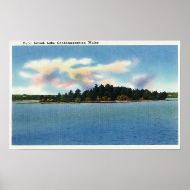Poster Lac Cobbosseecontee Vue de l'île de Cuba (Devant)