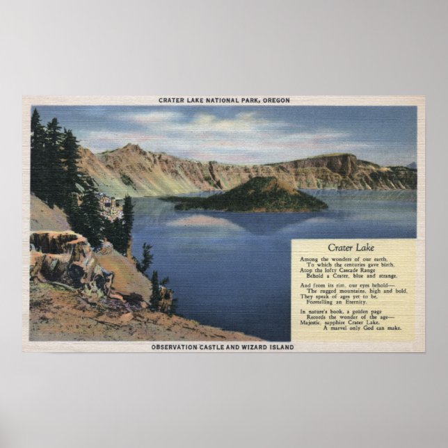 Poster Lac Crater, Oregon - Observation (Devant)