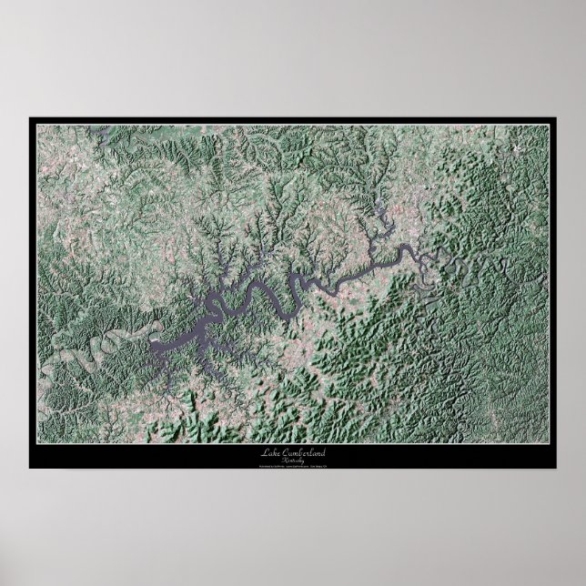 Poster Lac Cumberland Kentucky, Kentucky, poste satellite (Devant)